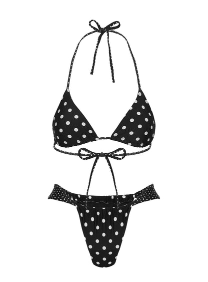 Siyah Puantiyeli Üçgen Bikini Üstü