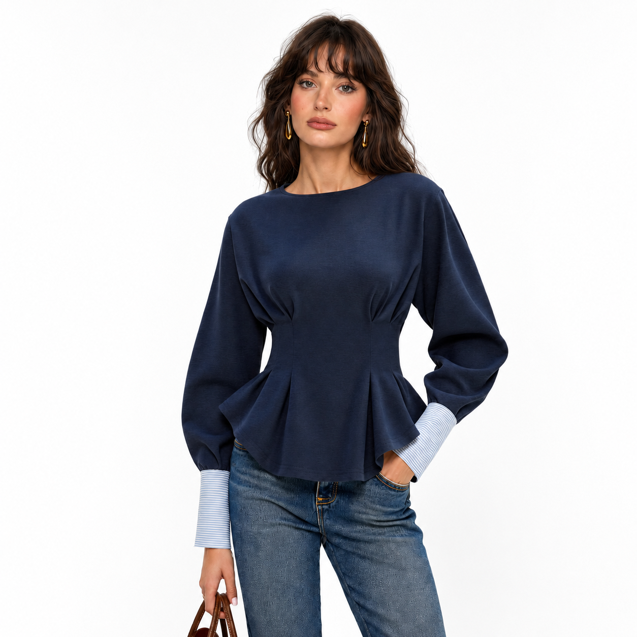 Balon Kollu Peplum Sweatshirt
